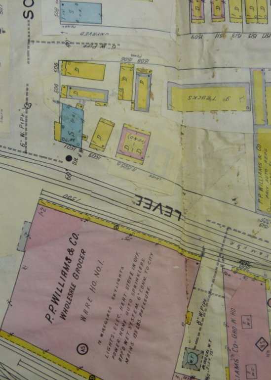 Sanborn map of 1501 Levee St and environs