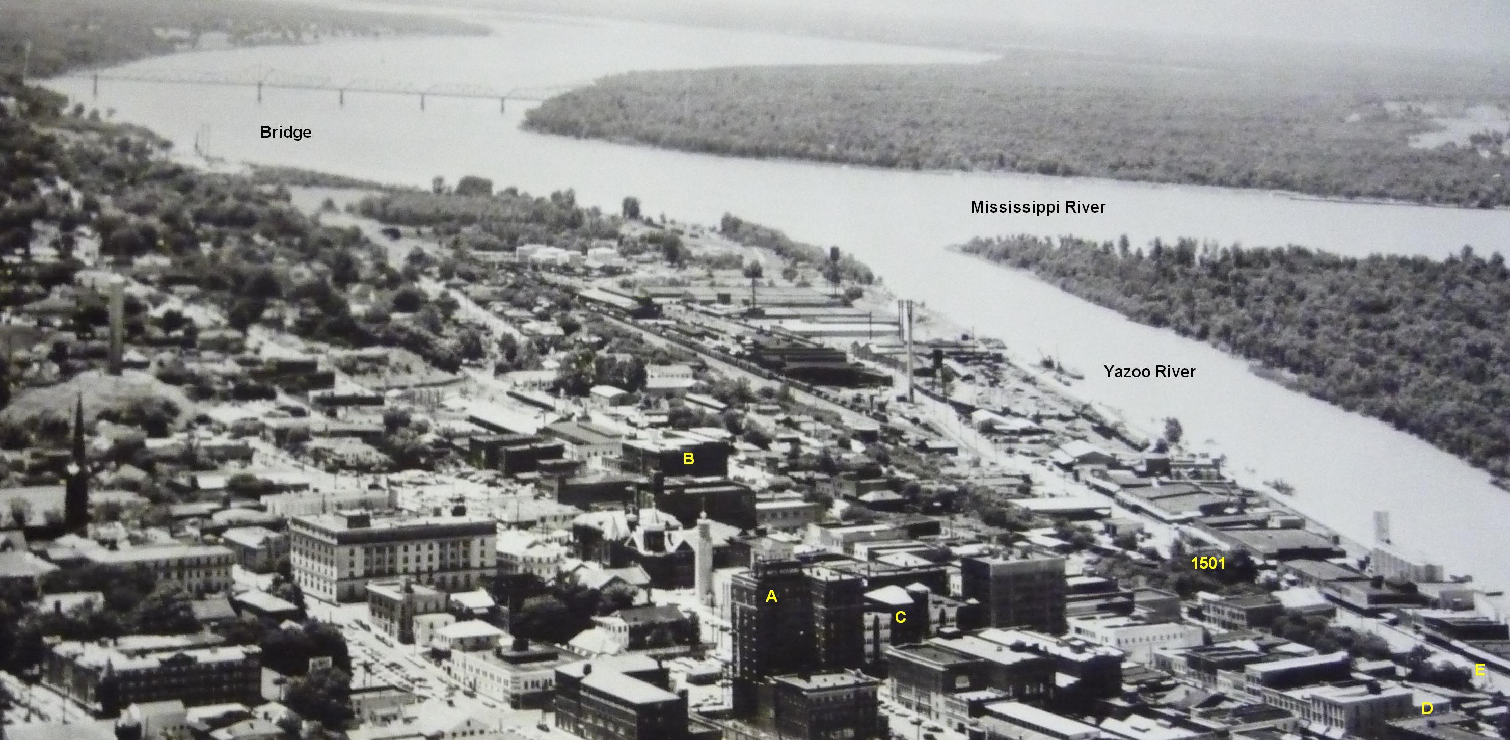 Aerial view of Vicksburg ca 1965