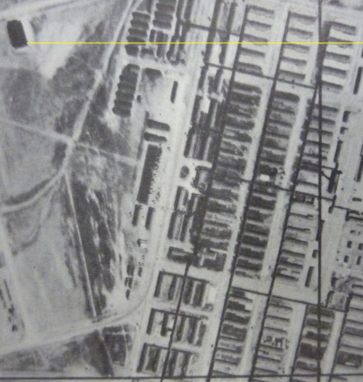Aerial of hospital with latitude line leading to Levee St